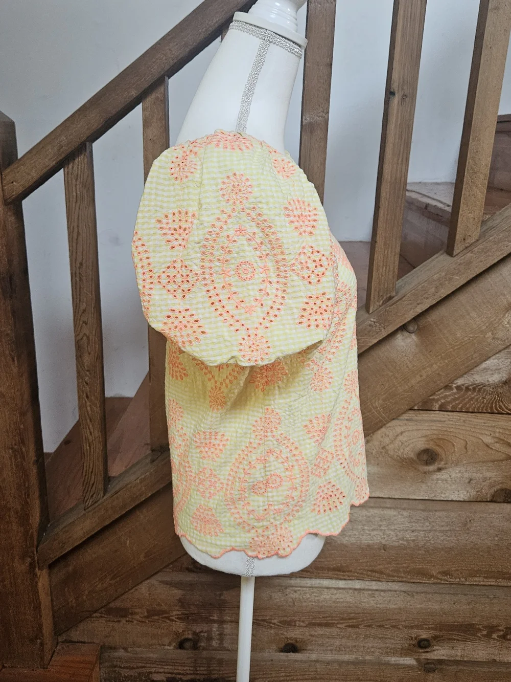 Lilly Pulitzer Yellow And Orange Eyelet Puff-Sleeve Top